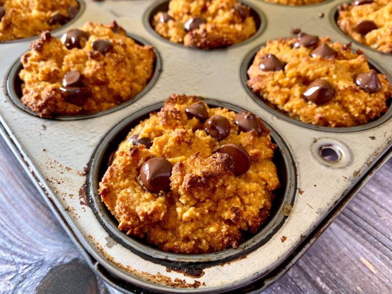 Keto Salted Caramel Chocolate Pumpkin Muffins