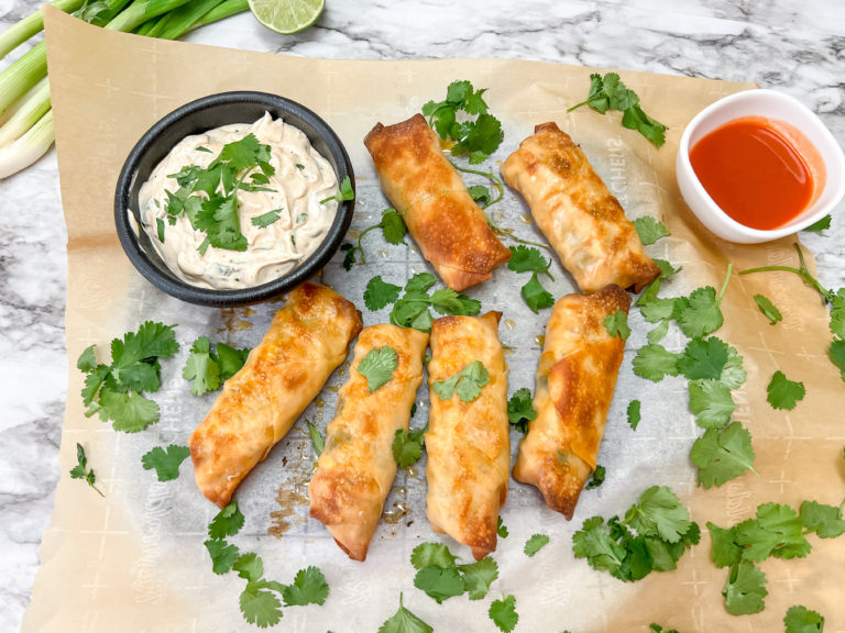 Baked Buffalo Chicken Egg Rolls with Cilantro Lime Ranch The Lazy K Kitchen