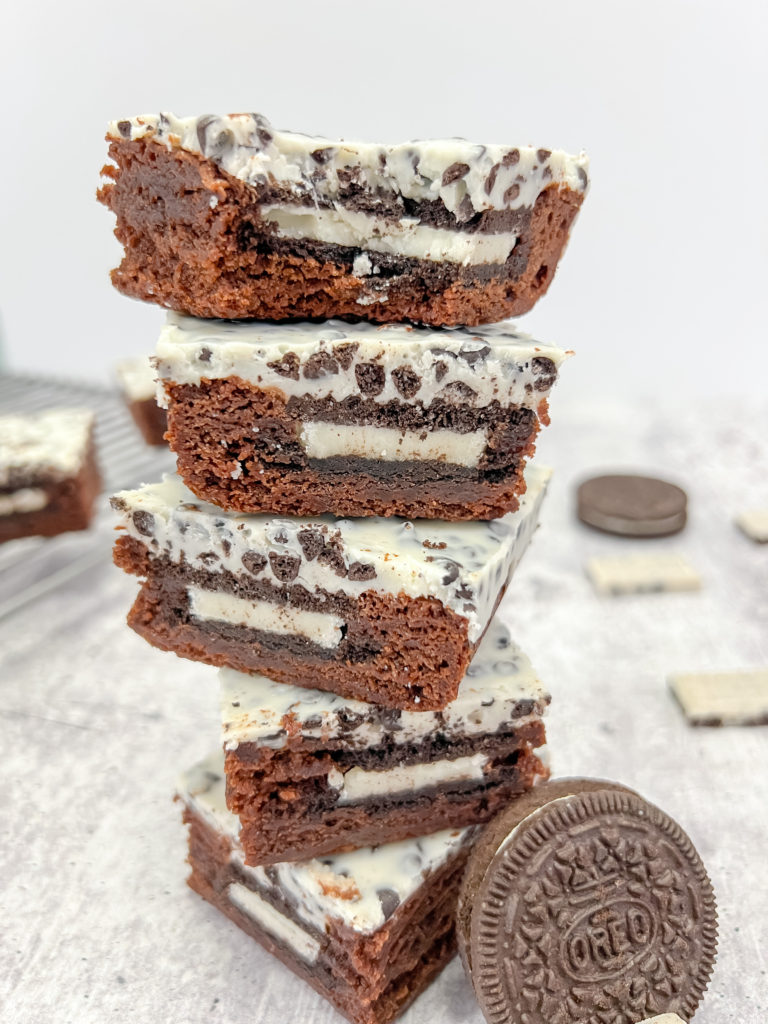 Cookies and Cream Double Stuffed Oreo Brownies