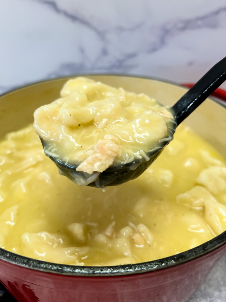 Super Easy 4 Ingredient Chicken and Dumplings Recipe with Big Biscuits