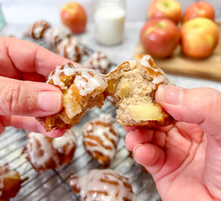 Maple Glazed Apple Cinnamon Fritters: 3 Ingredient Maple Glaze