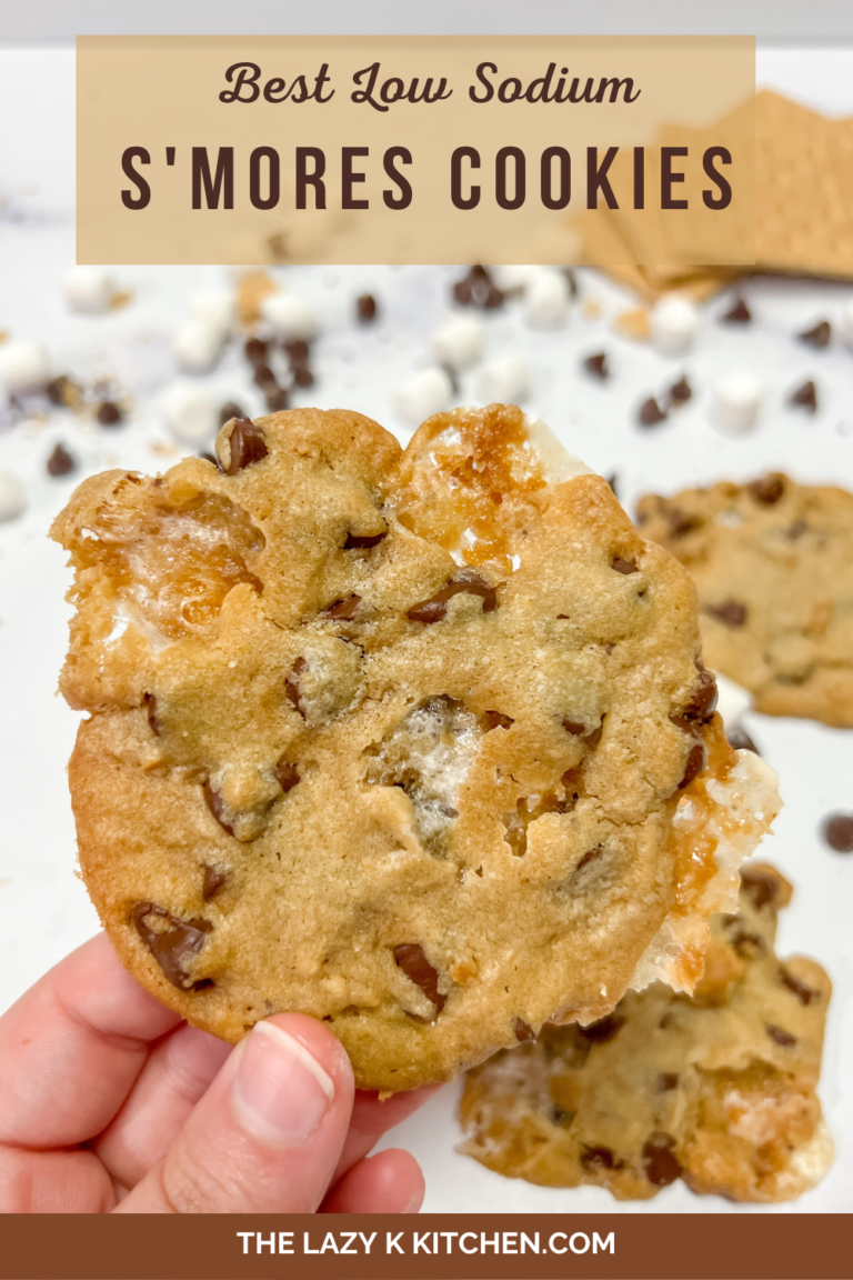 Pinterest pic of best low sodium s'mores cookies