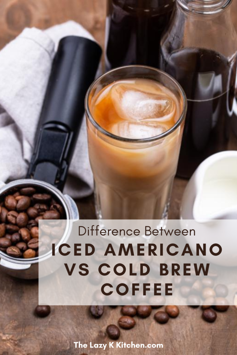 Pinterest pic of coffee beans, milk and iced coffee on a table