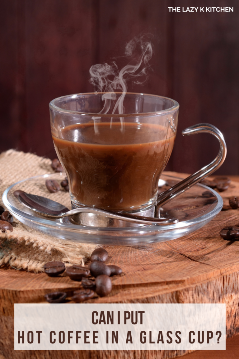 Pinterest pic of glass cup and saucer filled with hot coffee