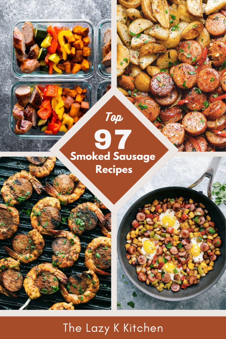 Pinterest pic of top 97 smoked sausage recipes