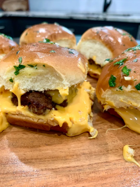 cheeseburger on a table