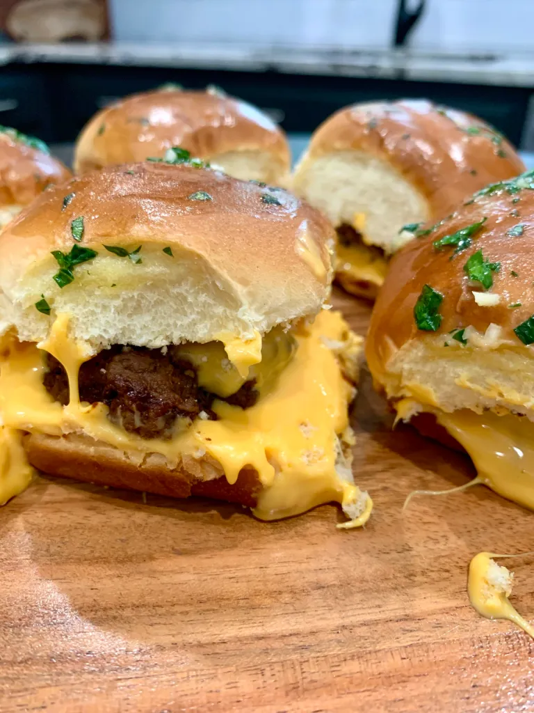 cheeseburger on a table