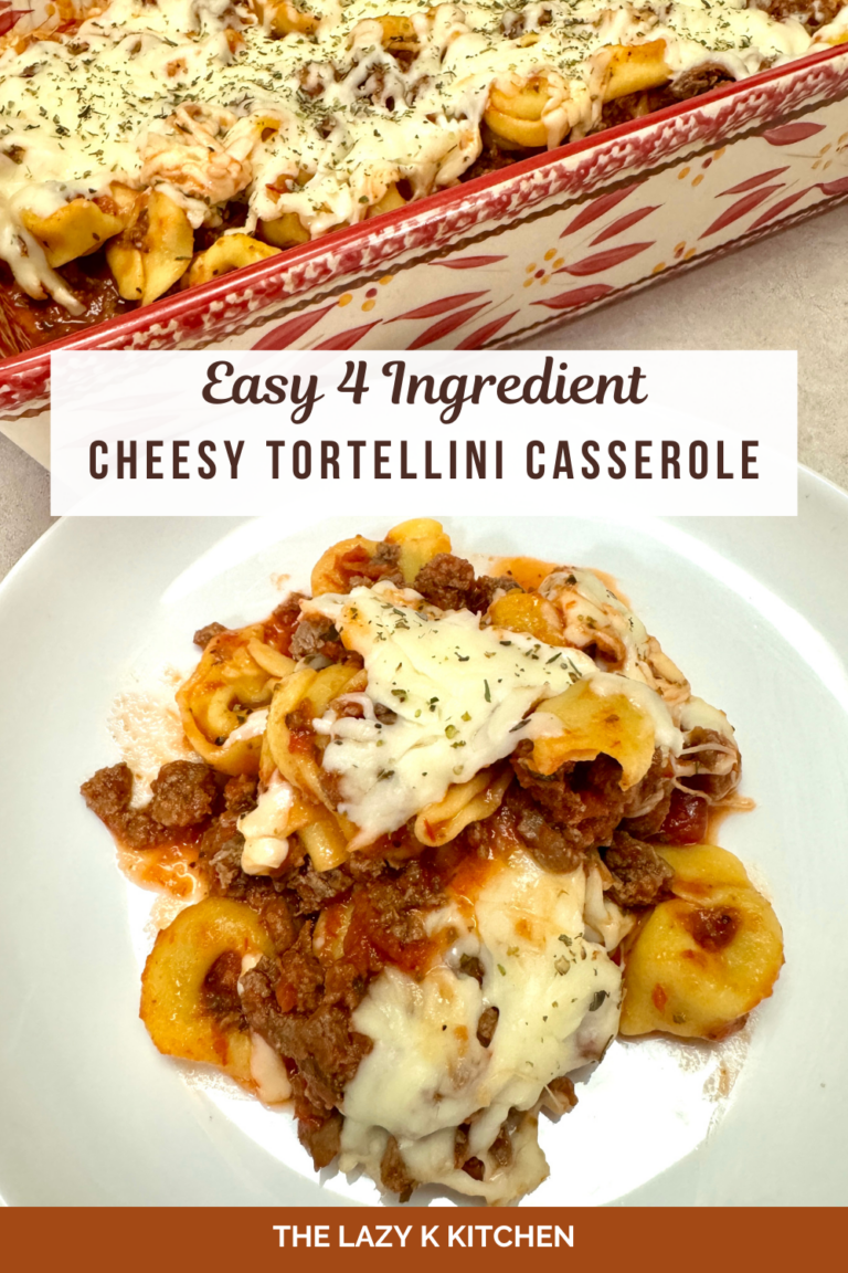 Pinterest pic Easy 4 Ingredient cheesy tortellini casserole