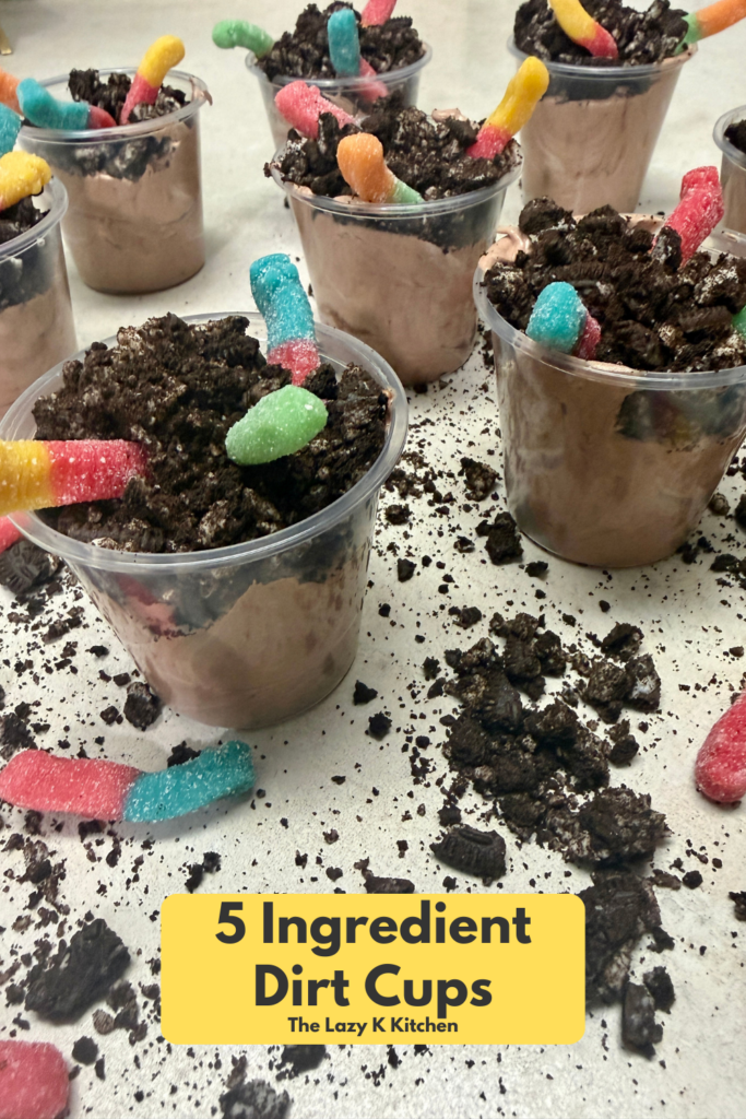 Pinterest picture of dessert cups of crushed Oreos and candy