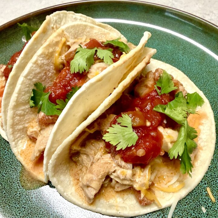Crockpot Queso Chicken Tacos