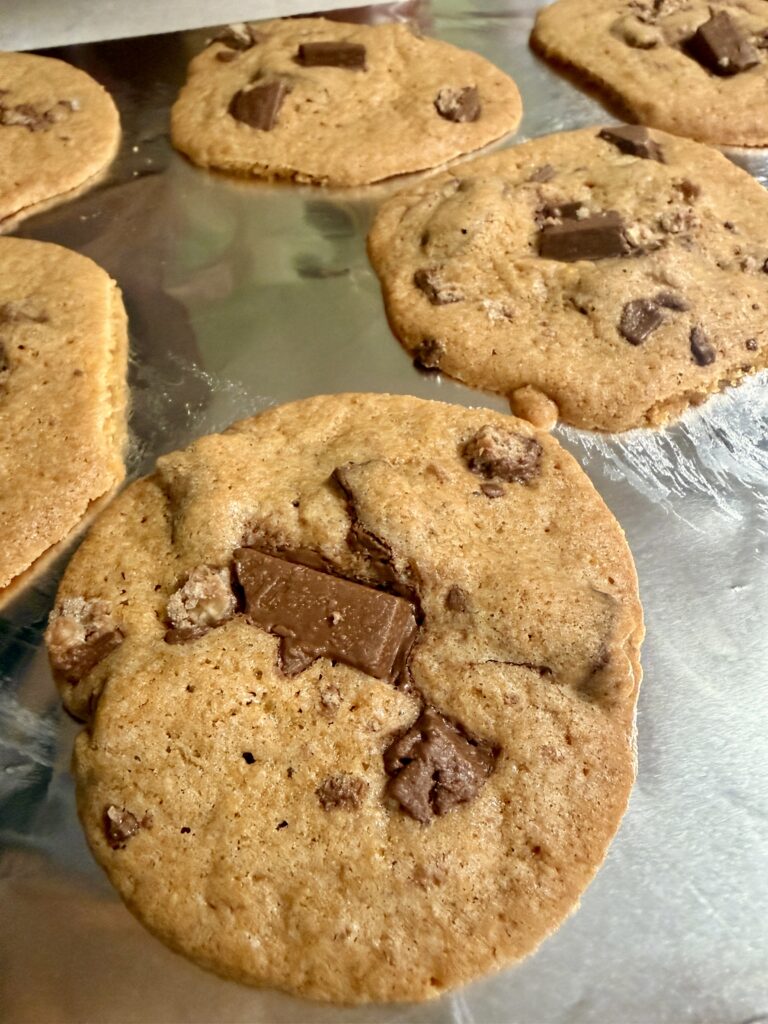 Kit Kat cookies on a sheet of aluminum foil