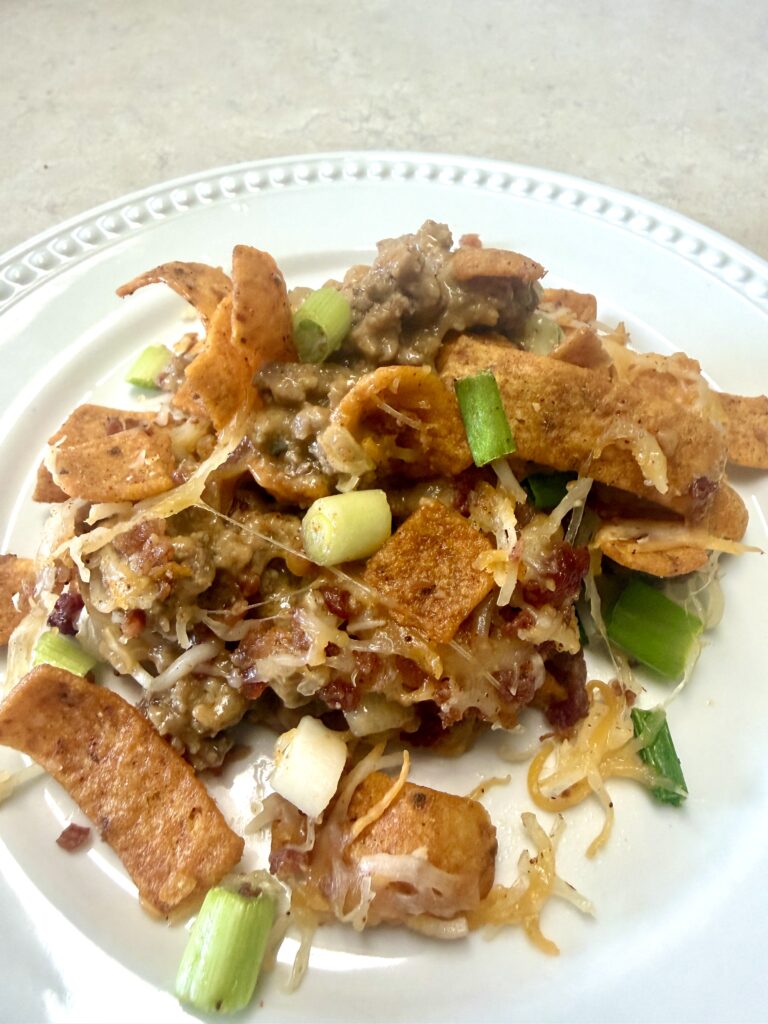 Picture of Frito casserole on a white plate