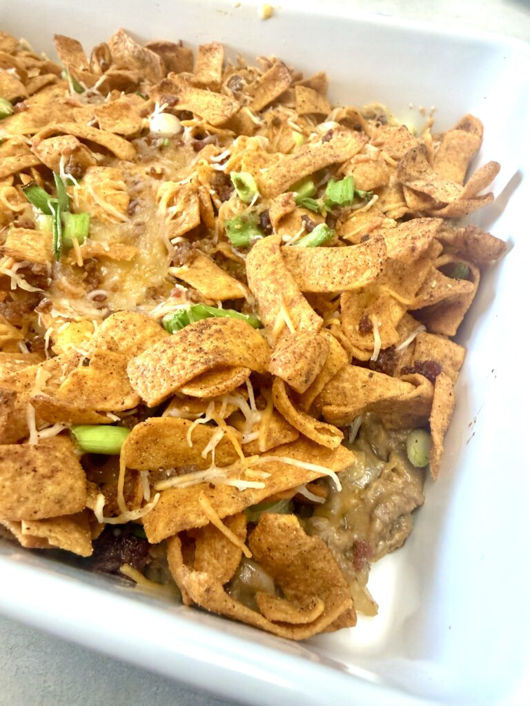 Picture of Frito casserole in a baking dish