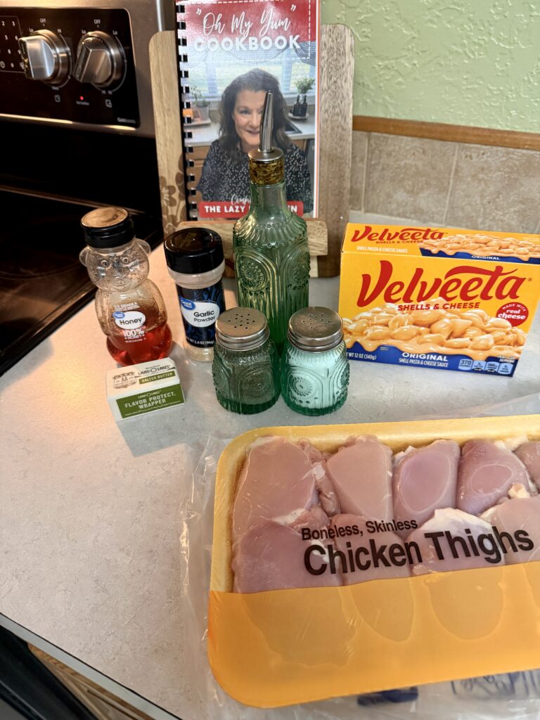 Picture of the ingredients for honey pepper chicken mac and cheese
