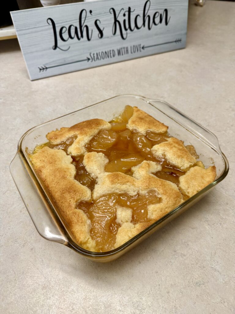 apple pie cobbler in a baking pan