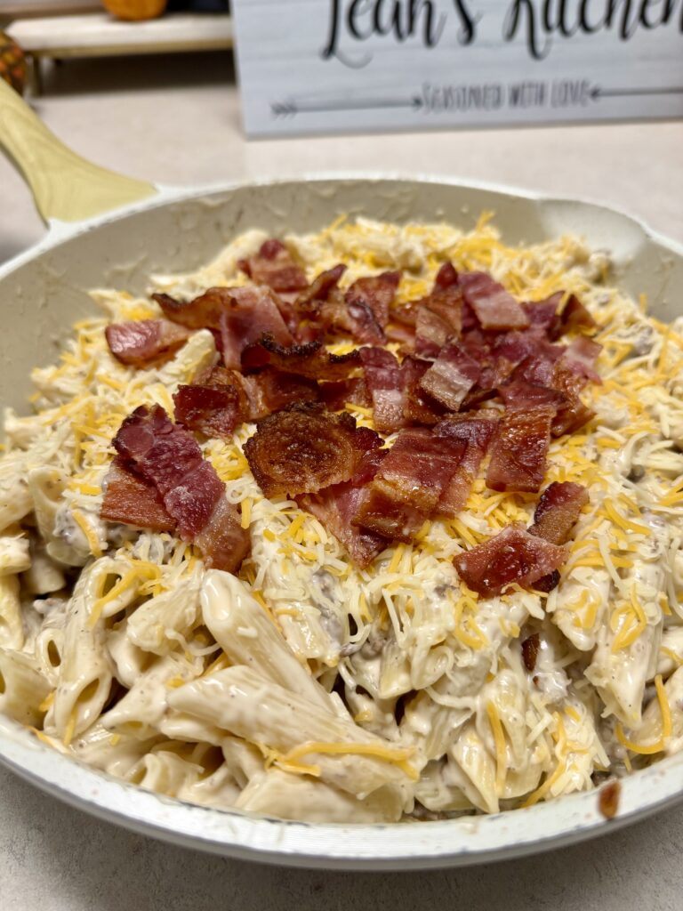 pasta meal in a skillet