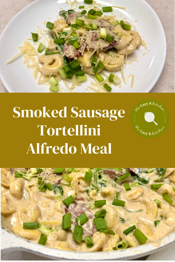 Pinterest pic of alfredo on a white plate and in a white skillet